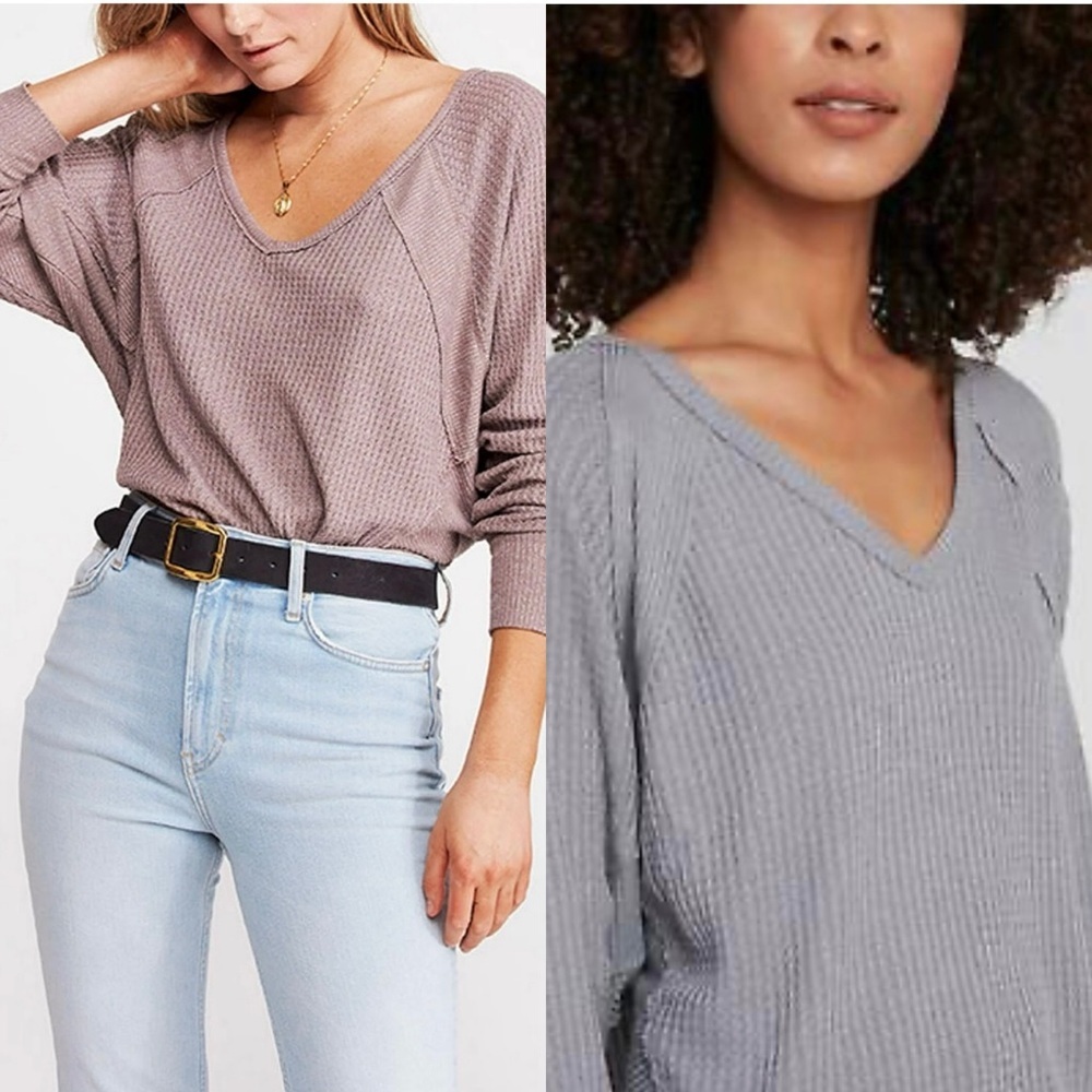 2x Bundle of Free People We The Free Santa Clara Oversized Thermal Large